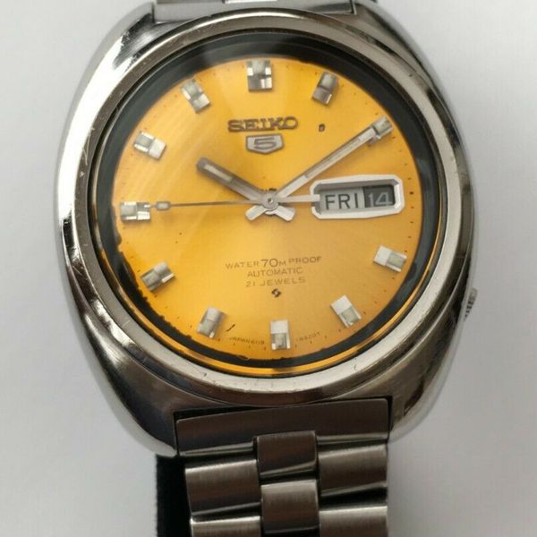 Vintage Seiko 5 Automatic Watch Water 70m Proof 21 Jewels 6119-8400 Yellow  dial | WatchCharts