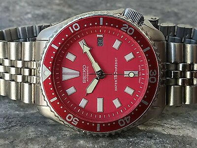 RED STUNNING MOD VINTAGE SEIKO DIVER 7002-7001 AUTOMATIC MEN'S WATCH S.N  571181 | WatchCharts Marketplace