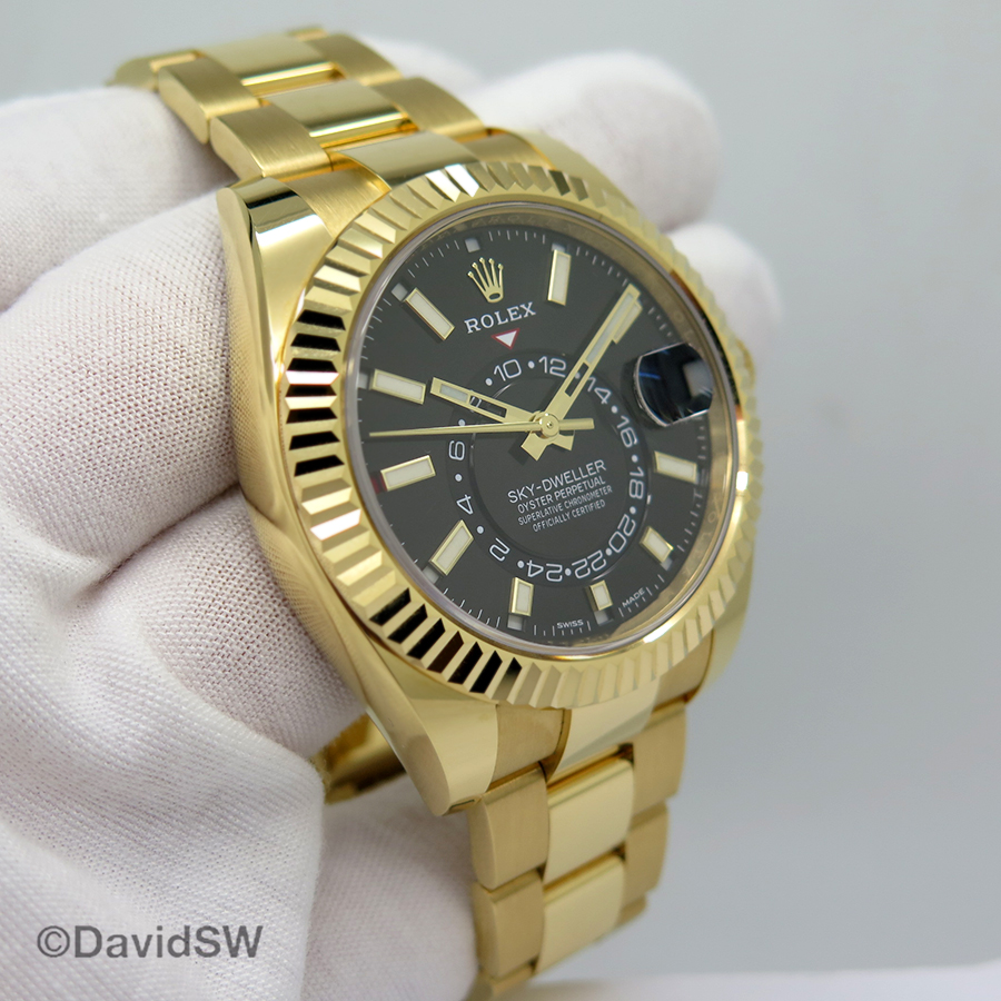 FS Rolex 326938 SKYDWELLER 18K YELLOW GOLD BLACK DIAL