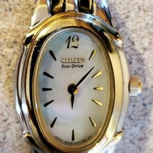 Citizen Eco-Drive B023-H30032 MOP Two-Tone Watch New Capacitor 18mm Small Wrist Citizen Eco-Drive Oval Wristwatches for sale | eBay main image 2