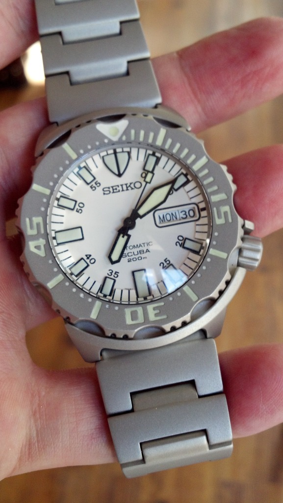 FS Custom Seiko Monster with WHITE DIAL and beadblasted case