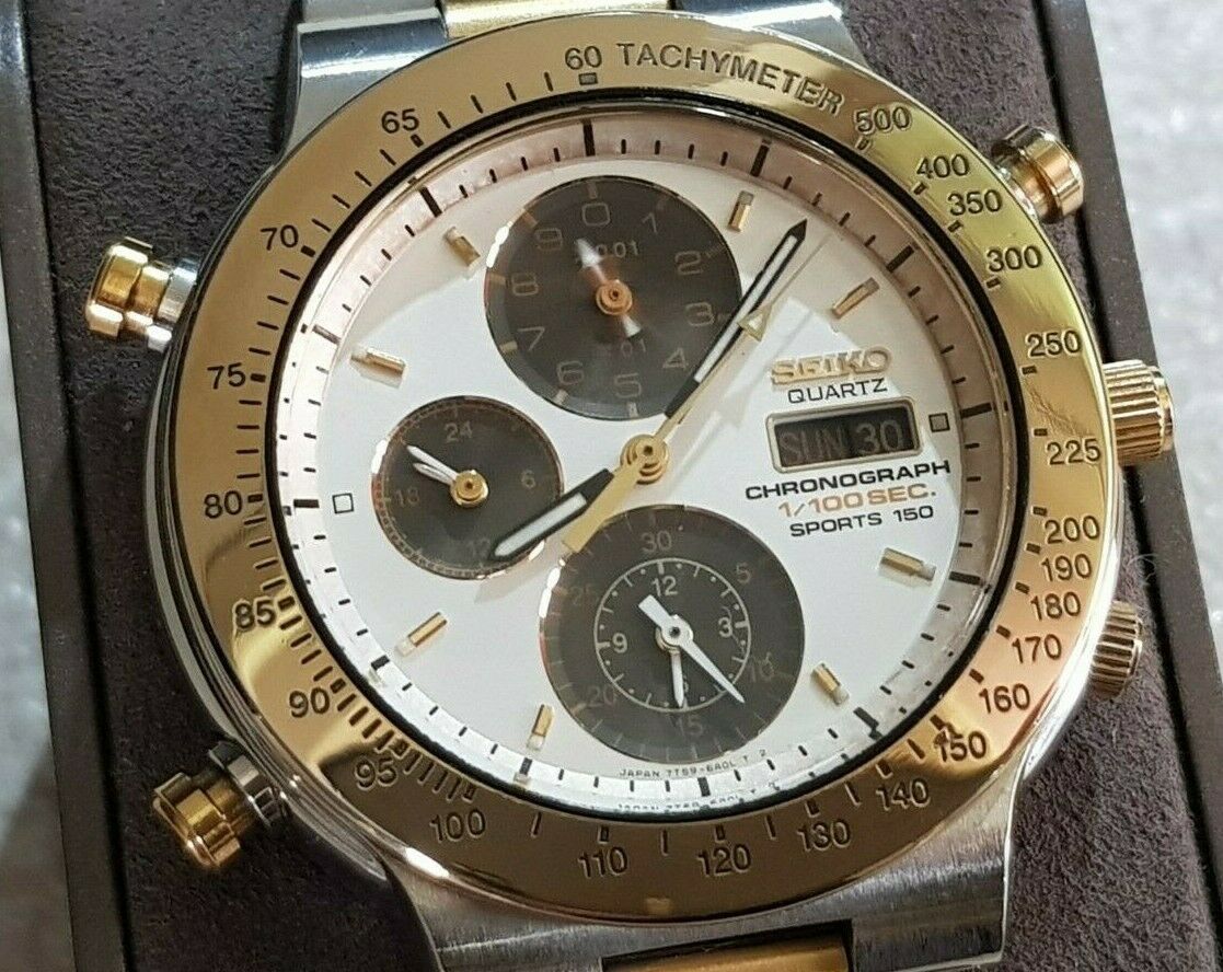 Seiko 7T59 - 6A00 1/100 Sec Sports 150 Quartz Chronograph Watch