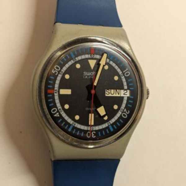 Montre Vintage Unisexe Bleue - 42mm, Pile Neuve, Fonctionne, Occasion