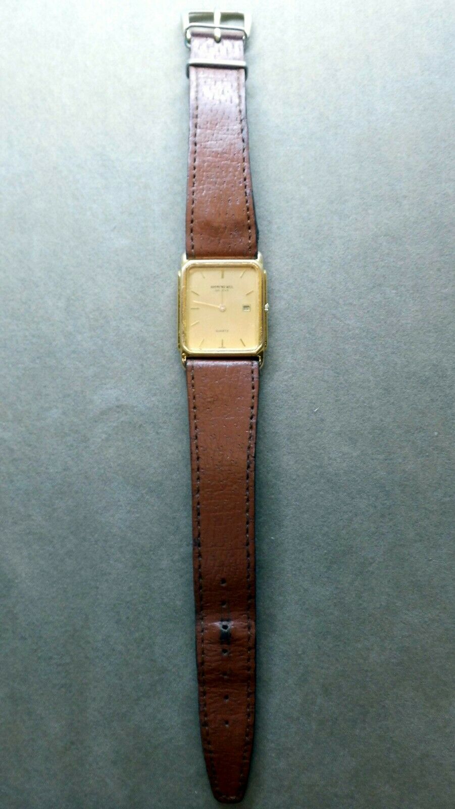 Vintage Raymond Weil 5600 Gold Tone Tank Watch Rectangular Box