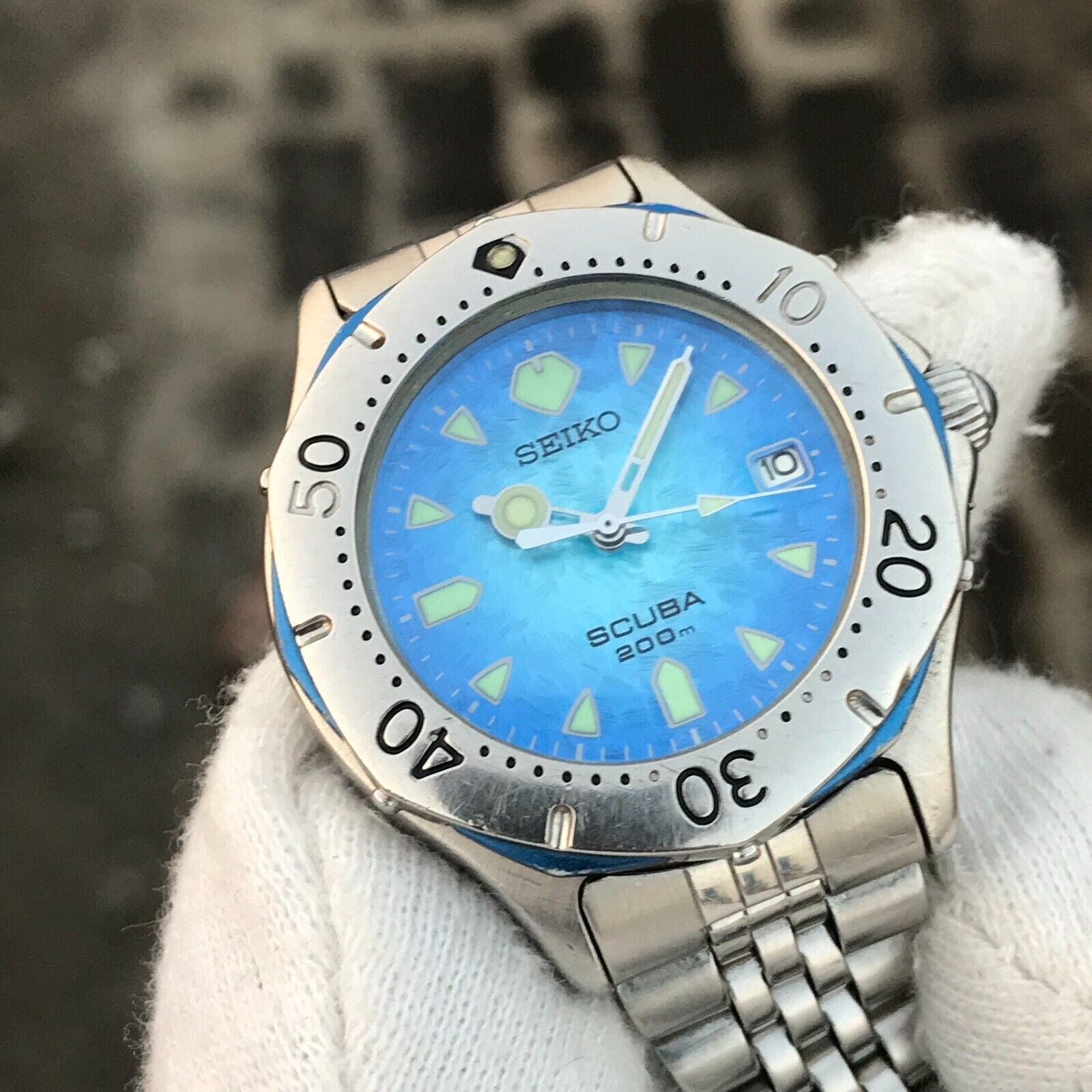 Vintage Seiko Mother of Pearl Dial Scuba Diver 200 M Japan Men's