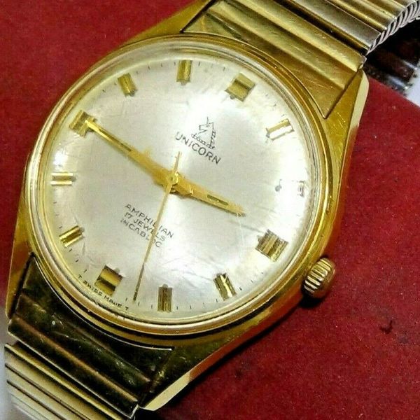 Vintage Mens Unicorn Amphibian Watch 17 Jewel Running Post Rolex