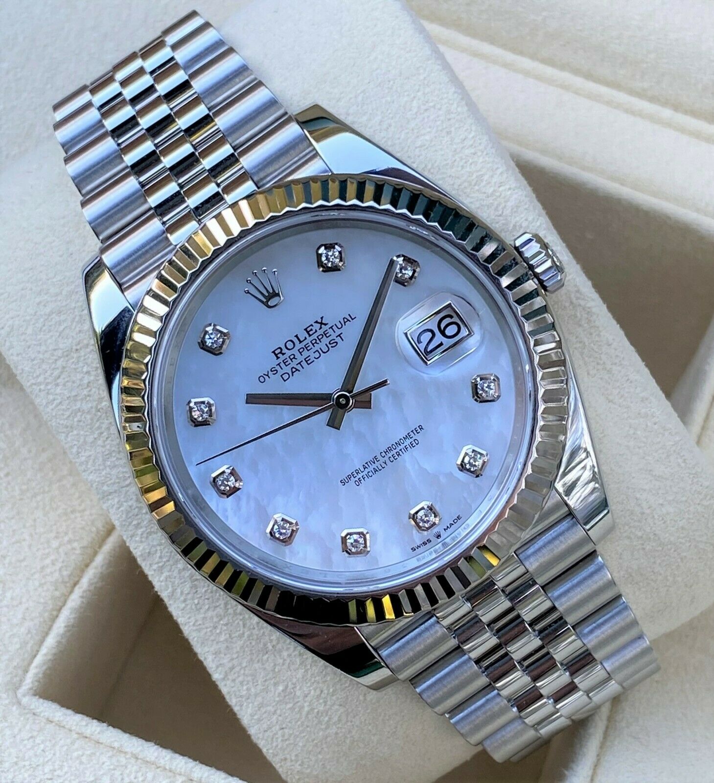 Rolex Datejust 41mm 126334 Mother of Pearl Diamond Dial WatchCharts