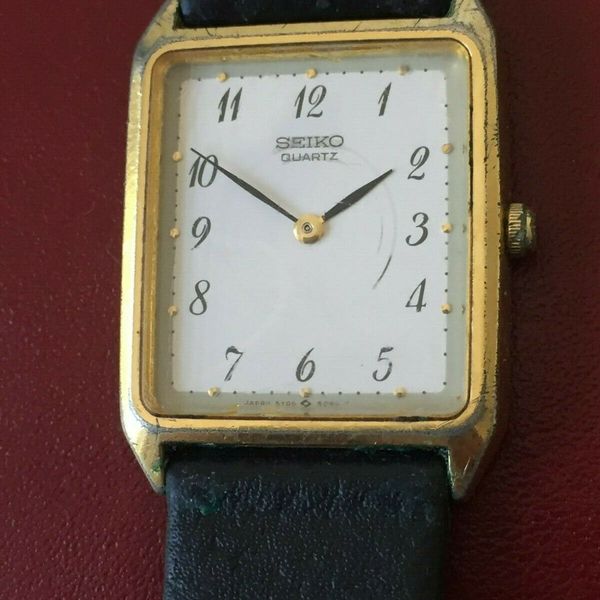 1986 Man's Seiko 5Y00 5000 Quartz Ultra Thin Wrist Watch + Leather ...