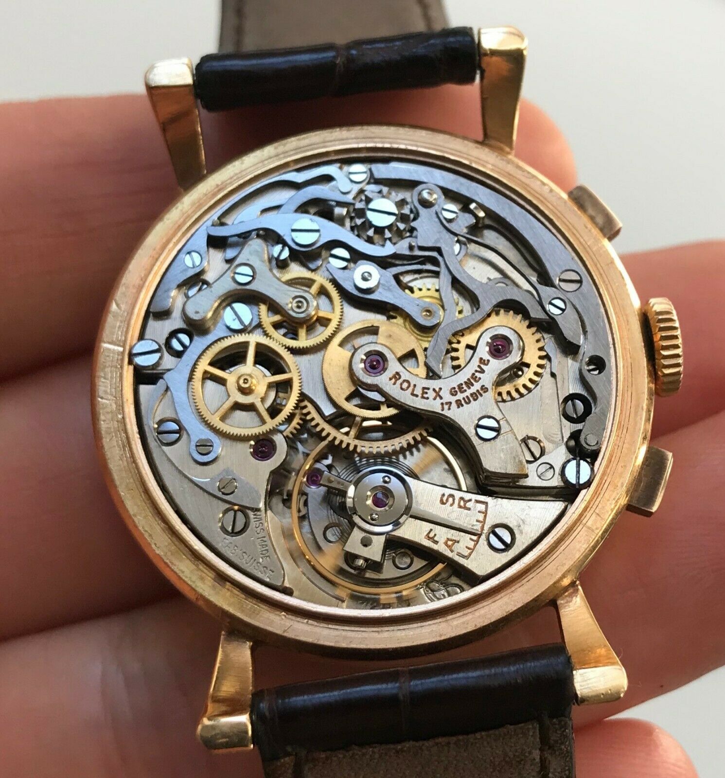 1950's Vintage Original Rolex 18K ROSE GOLD Triple Date