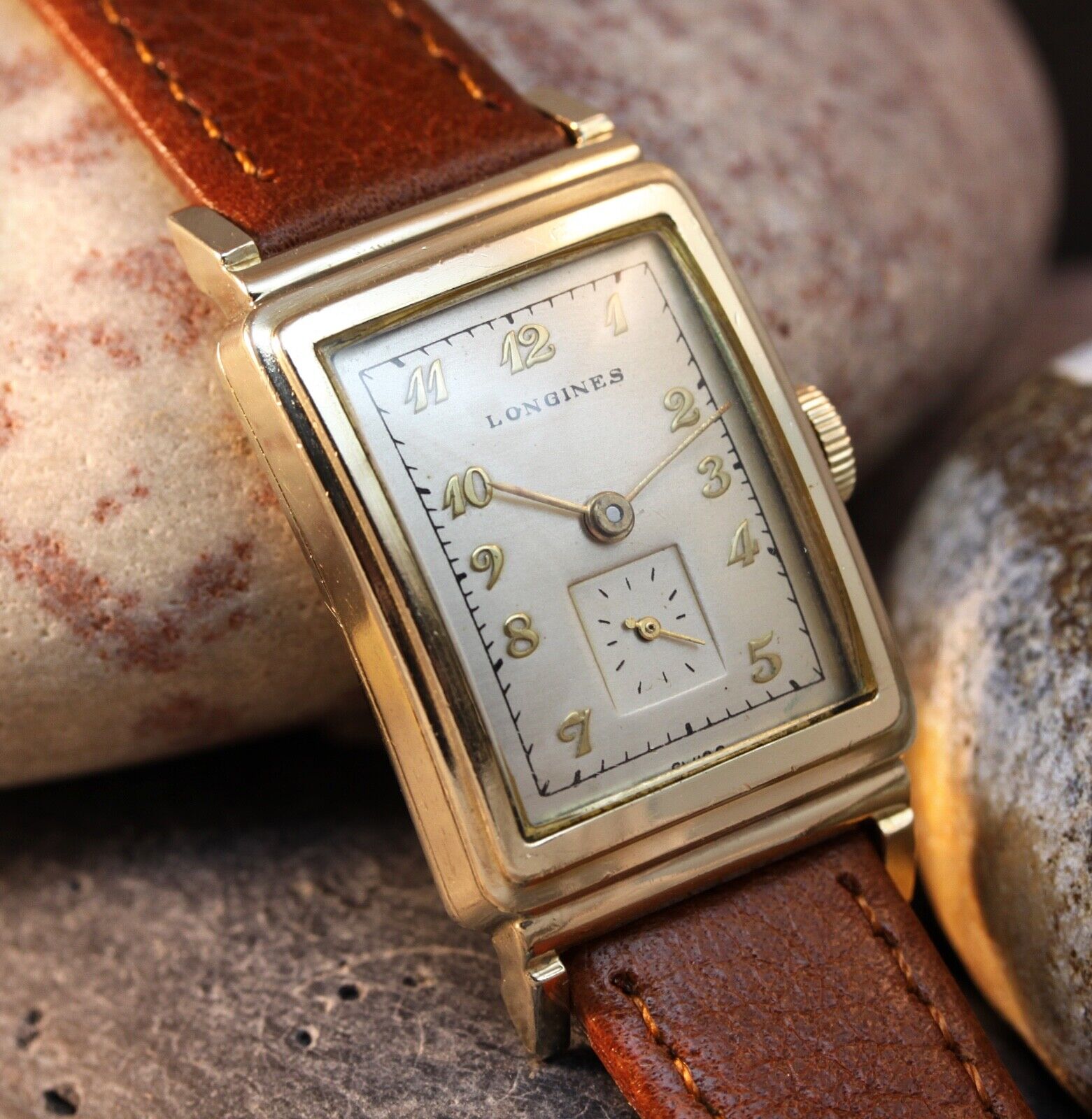 1949 LONGINES Vintage Swiss Watch Art Deco Gold Filled 73 yrs old