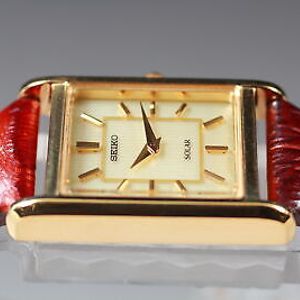 SEIKO　セイコー　ソーラー腕時計　レディース　SOLAR　V115-0BD0 Women's Seiko Solar V115-0BD0 Tank 18mm Gold Tone Quartz