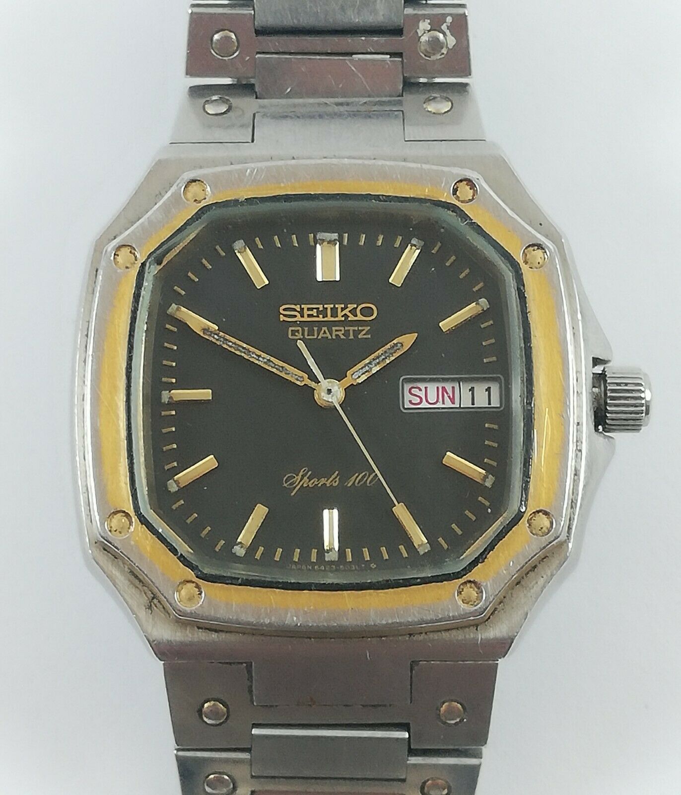 Vintage SEIKO 6423-5030 Sports 100 Watch 7 Jewels Japan Made