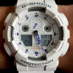 Casio Ga 100 1a G Shock Alarm Chronograph Men S Watch White Oversized Watchcharts