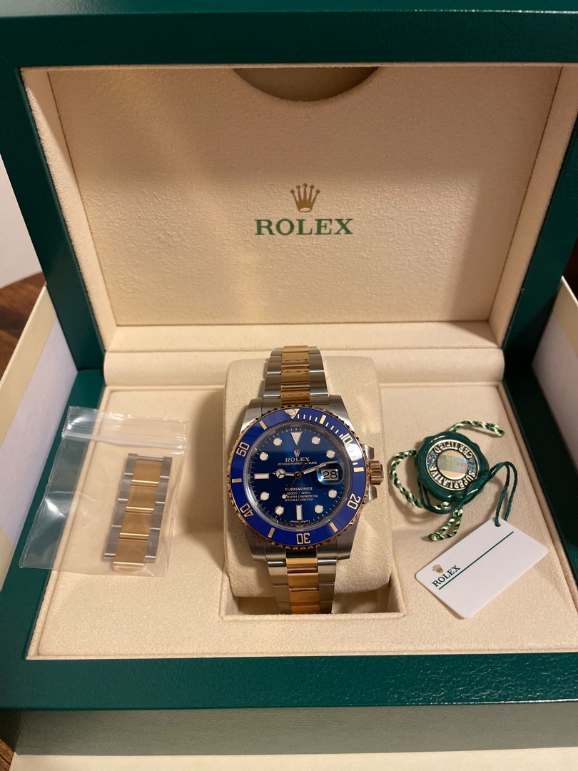 Rolex submariner shop half gold blue