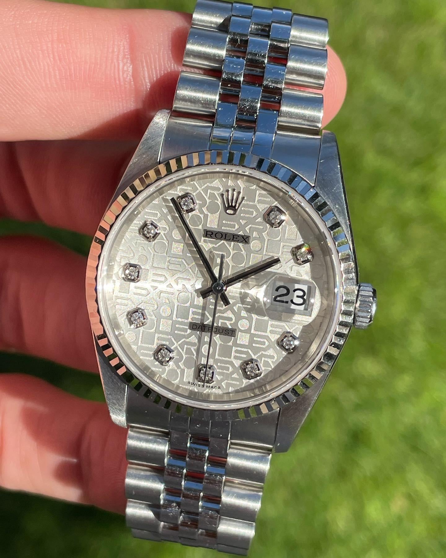 Rolex datejust computer on sale face with diamonds