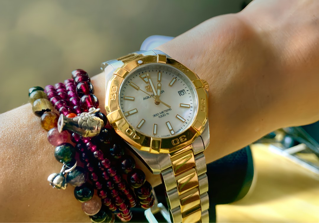 TAG HEUER AQUARACER Yellow Gold Steel Quartz Ladies 32mm