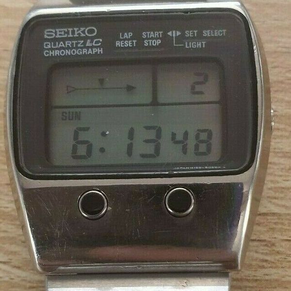 Vintage Seiko M159-505S Gold Tone LCD Digital Chronograph Watch Japan A READ Vintage Seiko Mens Digital LCD Watch M159-5059 Chrono James  main image 3