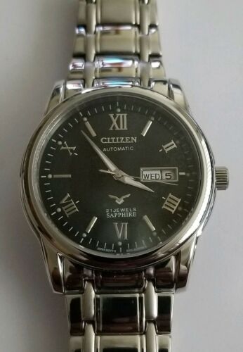 CITIZEN SAPPHIRE WATCH 8200 S047935 AUTOMATIC 23 JEWEL DAY DATE WR