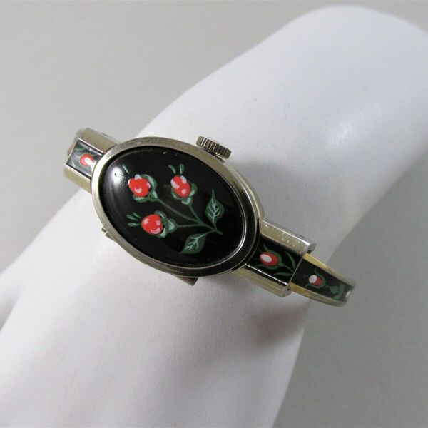 Rose Hainpainted Bangle Vintage Quartz Watch Women main image 3