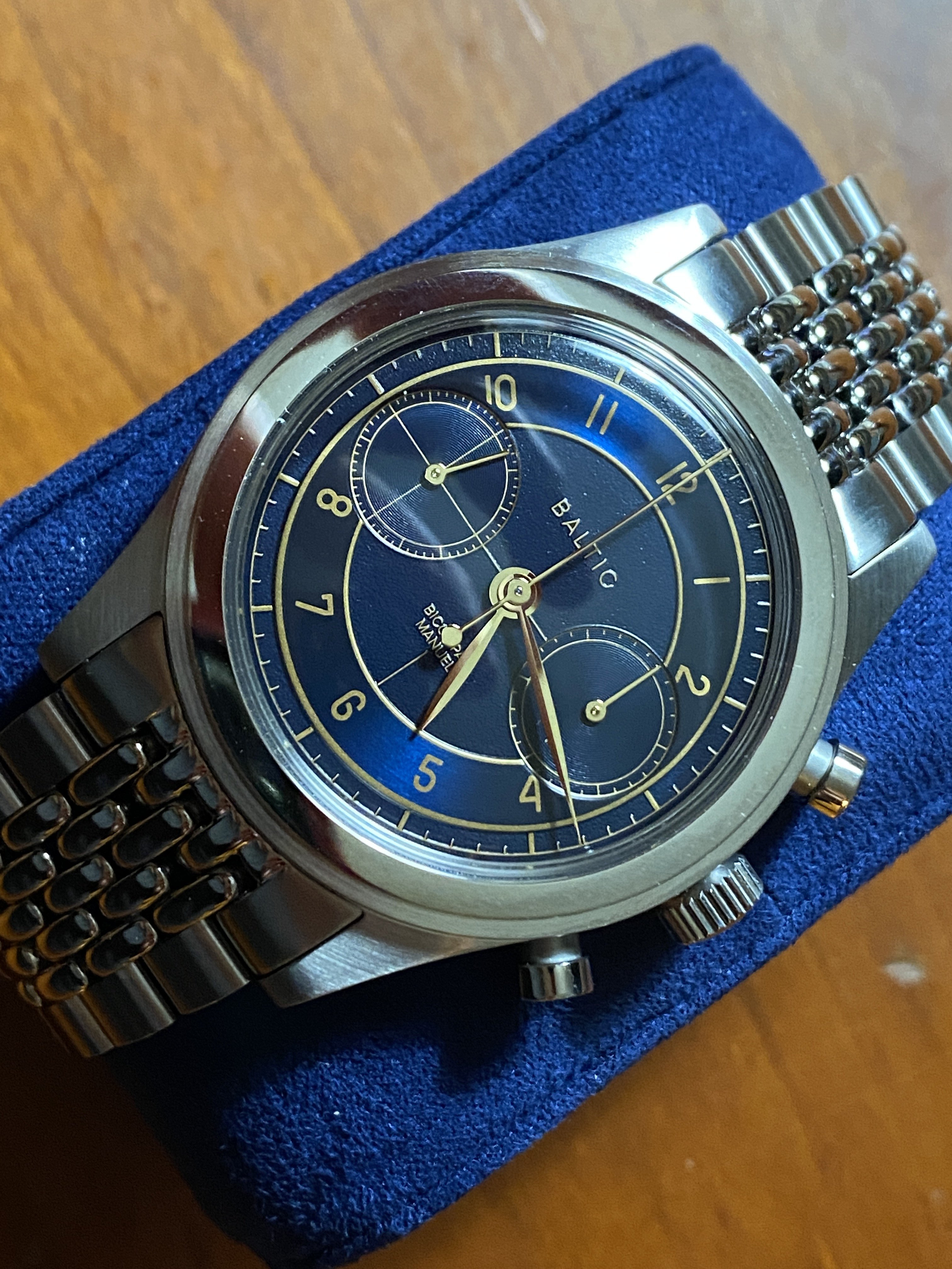 WTS: Baltic Bicompax 002 blue gilt column wheel Chronograph