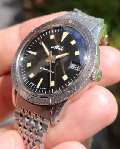 MIDO 自動巻き時計 ブラック Mido Diver 5907 Ocean Star Vintage Rainbow Powerwind Black Dial