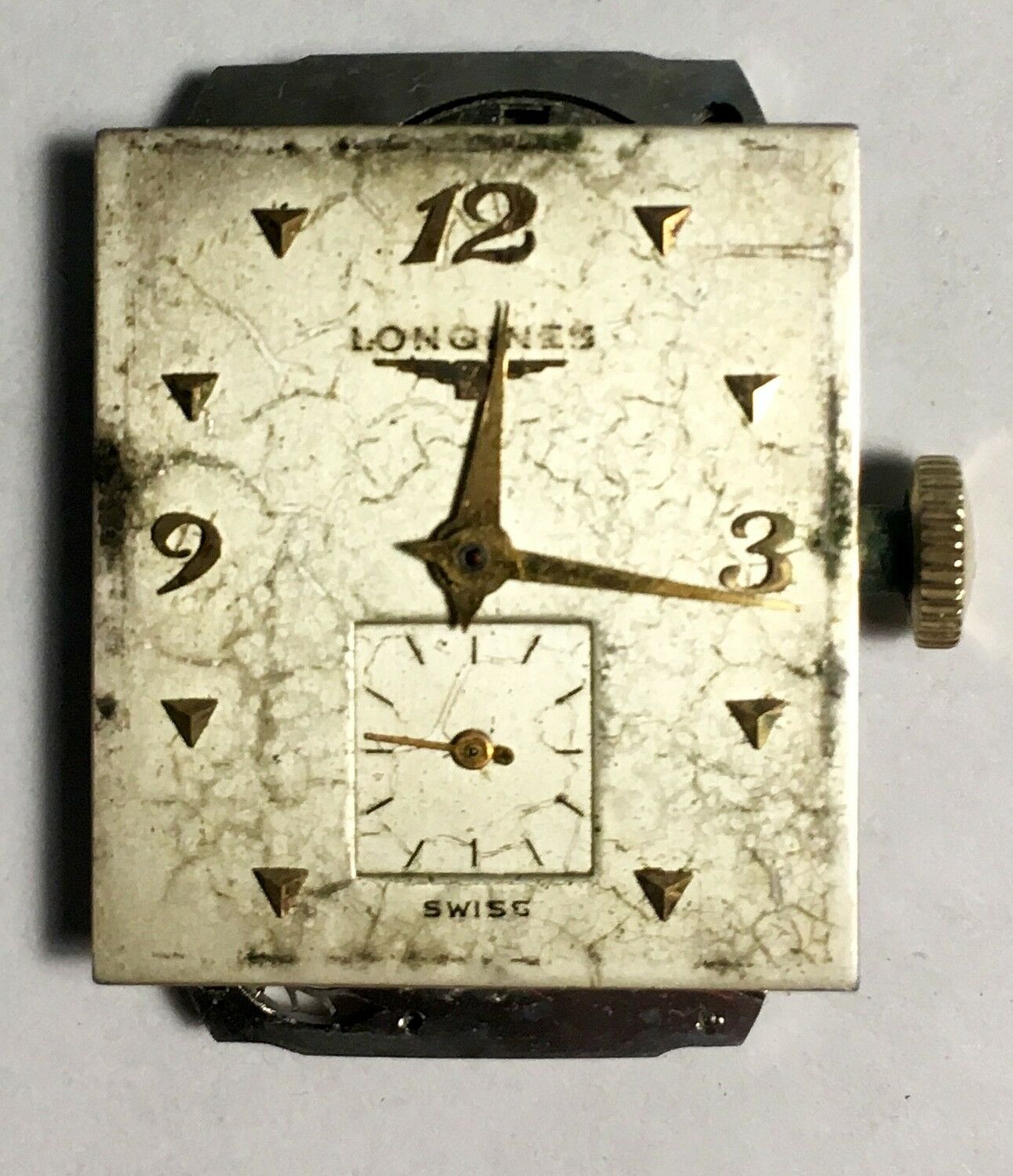 VINTAGE LONGINES 9LT MOVEMENT DIAL HANDS CROWN RUNNING WELL