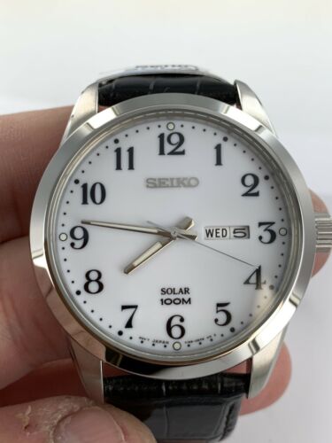Gents Seiko Solar Day Date Watch New 2 Year Gtee Boxed SNE371P1 |  WatchCharts