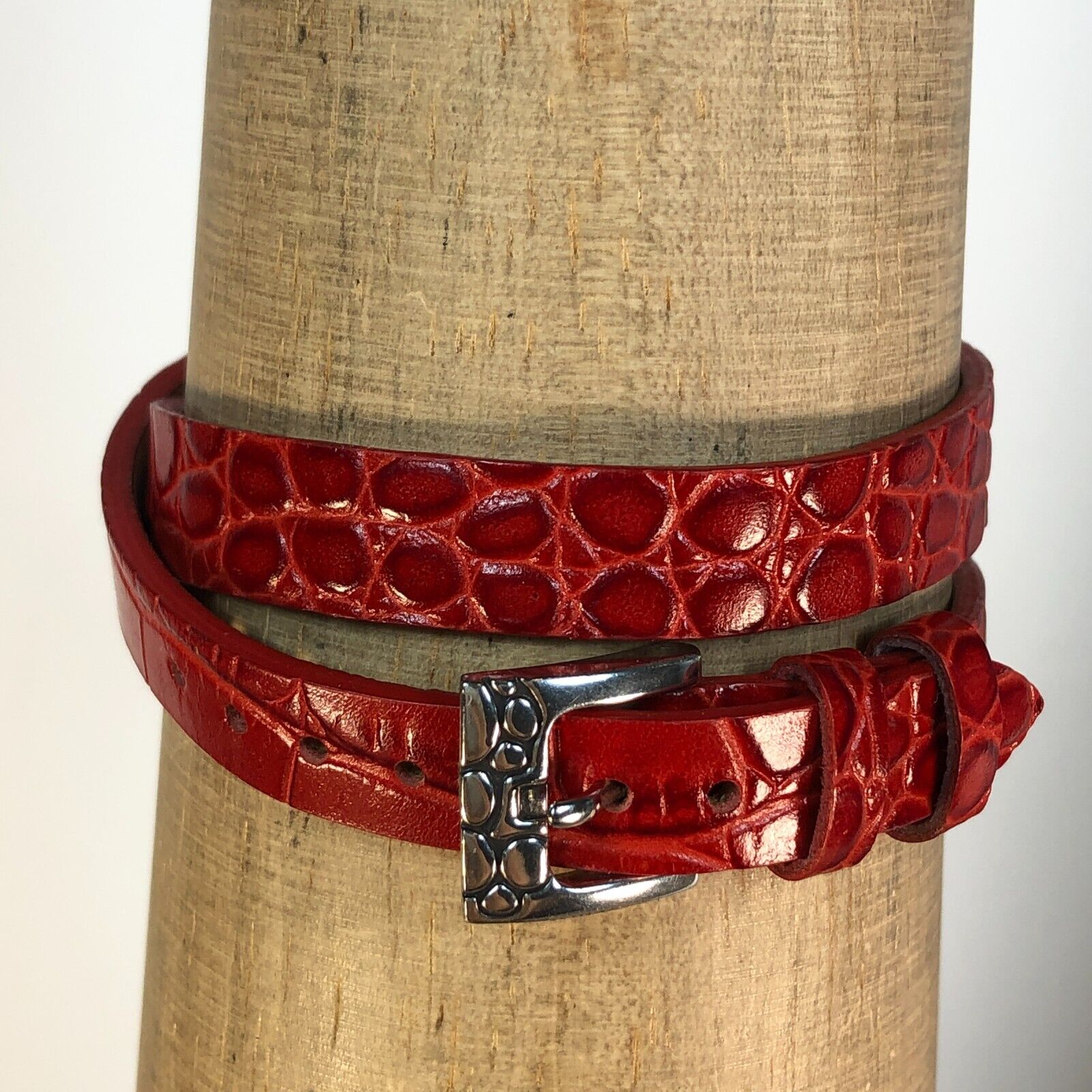 Brighton Petoskey Women Silver Red Double Wrap Leather Band  display picture 1