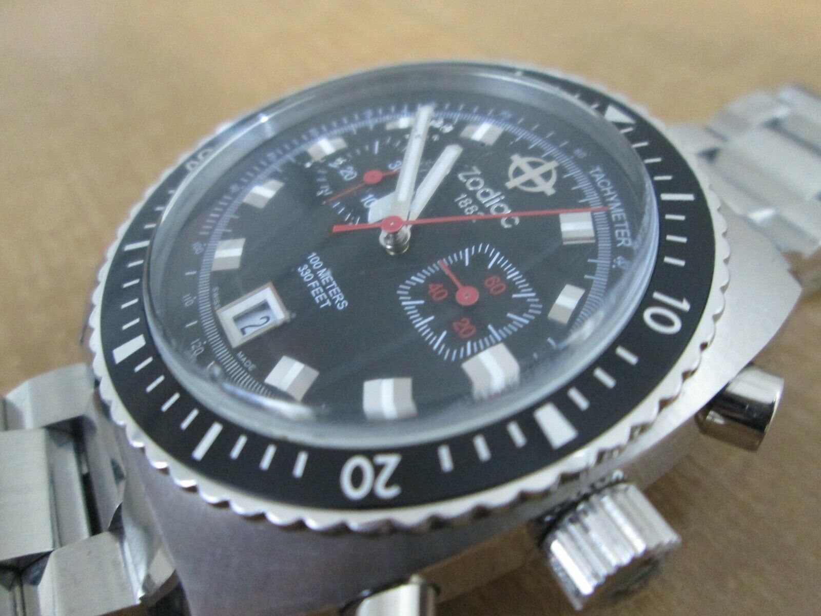 Vintage Mens Zodiac Seadragon Z02258 Chronograph Watch Sea Dragon