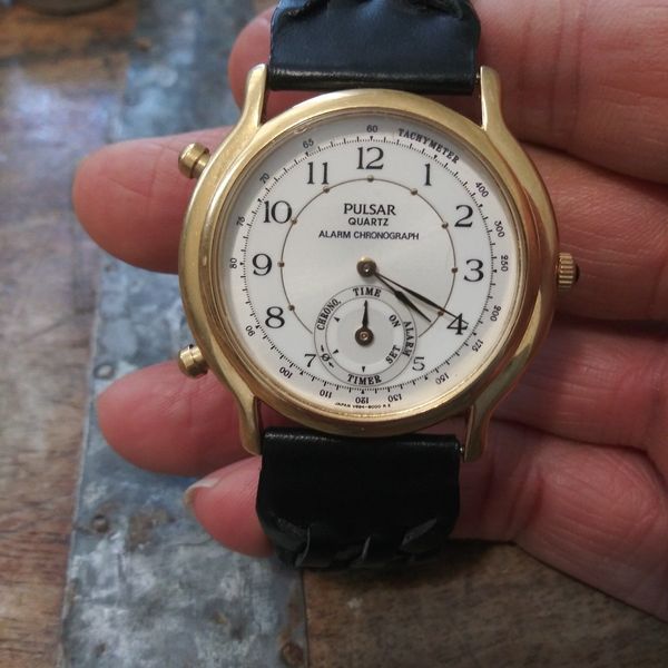 Vintage 1990 Pulsar by Seiko V694-8000 Alarm Chrono Dancing Hands