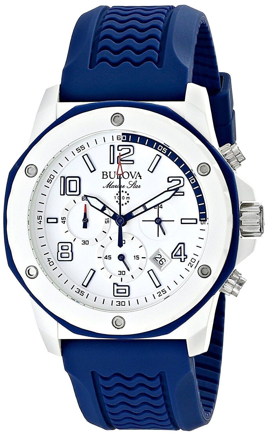 Bulova Men s Quartz Chronograph Calendar Blue Watch 44MM 98B200