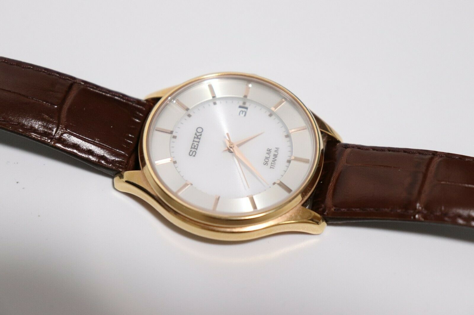 SEIKO V157-0BX0 Solar Titanium Watch Working Good Water Resistant