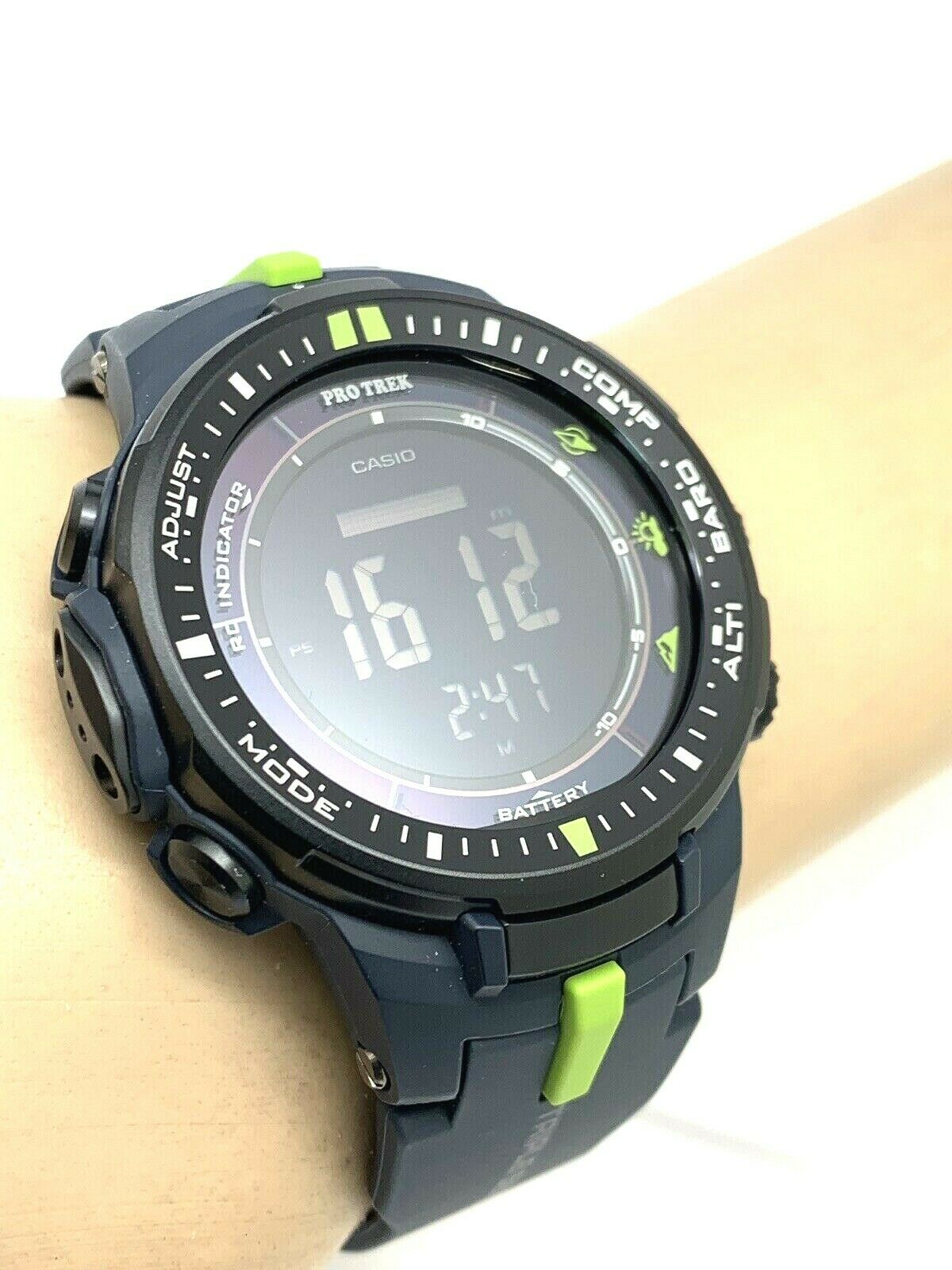 Casio Pro Trek PRW3000 Men's Watch 3414 Black Resin Digital Triple