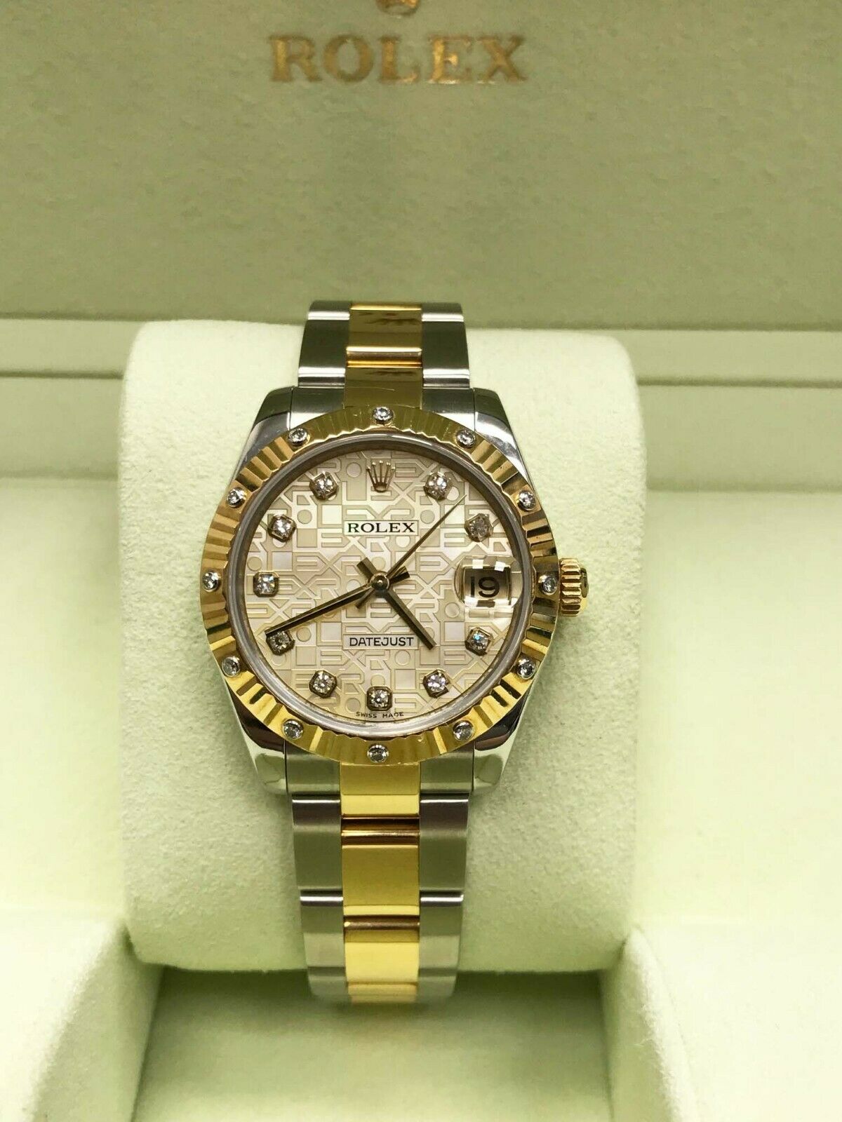 Rolex Datejust 18K Yellow Gold/Steel & Diamond Silver Dial 31mm Watch G 178313