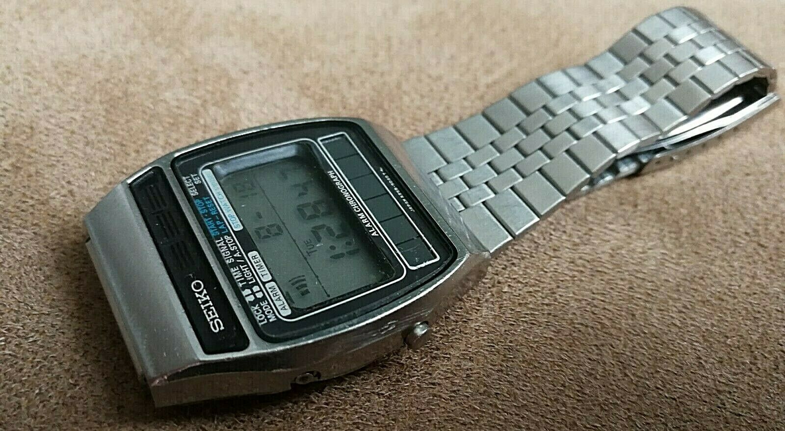 vintage seiko a258-5060 solar chronograph lcd quartz watch from