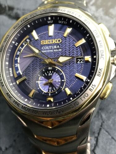 Seiko Men s Coutura Two Tone Stainless Steel Radio Sync Solar