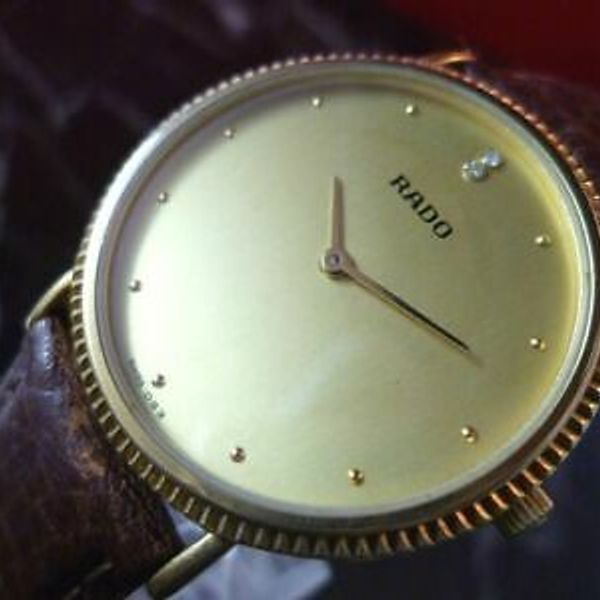 RADO 204.3608.2 GOLD 2P DIA MEN'S VINTAGE WATCH SWISS MADE QUARTZ