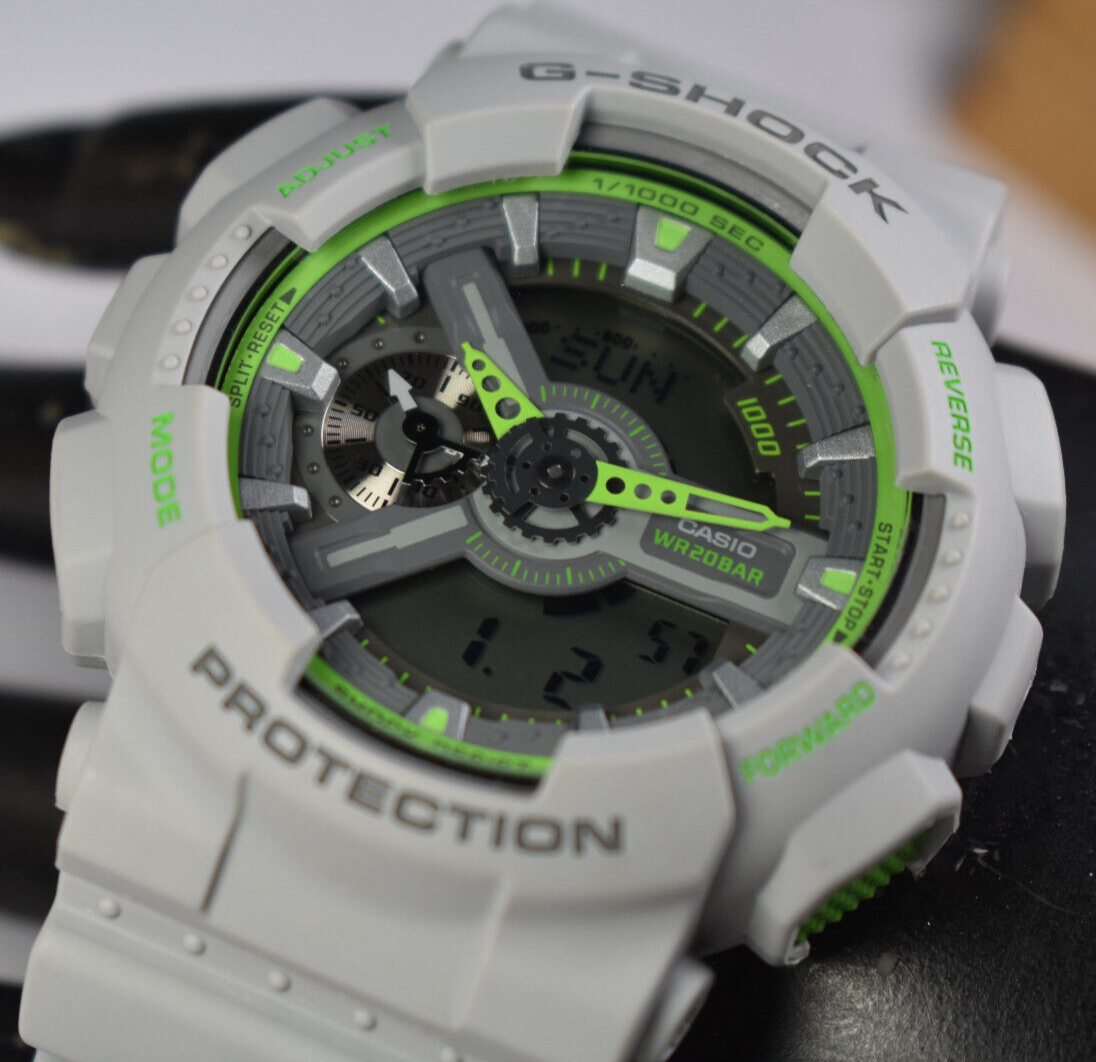 Casio G-SHOCK Men's Gray/Green Analog/Digital Watch GA-110TS-8A3