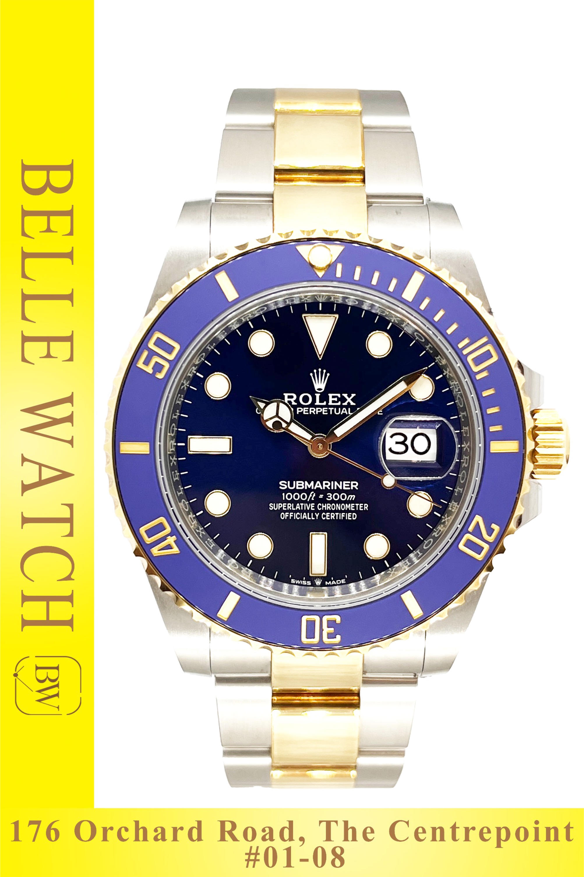 Blue submariner half on sale gold