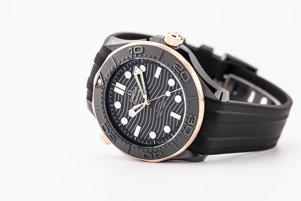 Omega seamaster 300 black hotsell and gold