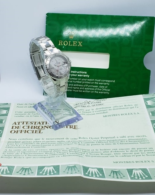 00 Rolex Yachtmaster Ladies Platinum Box Papers 29mm Automatic Mint Watchcharts