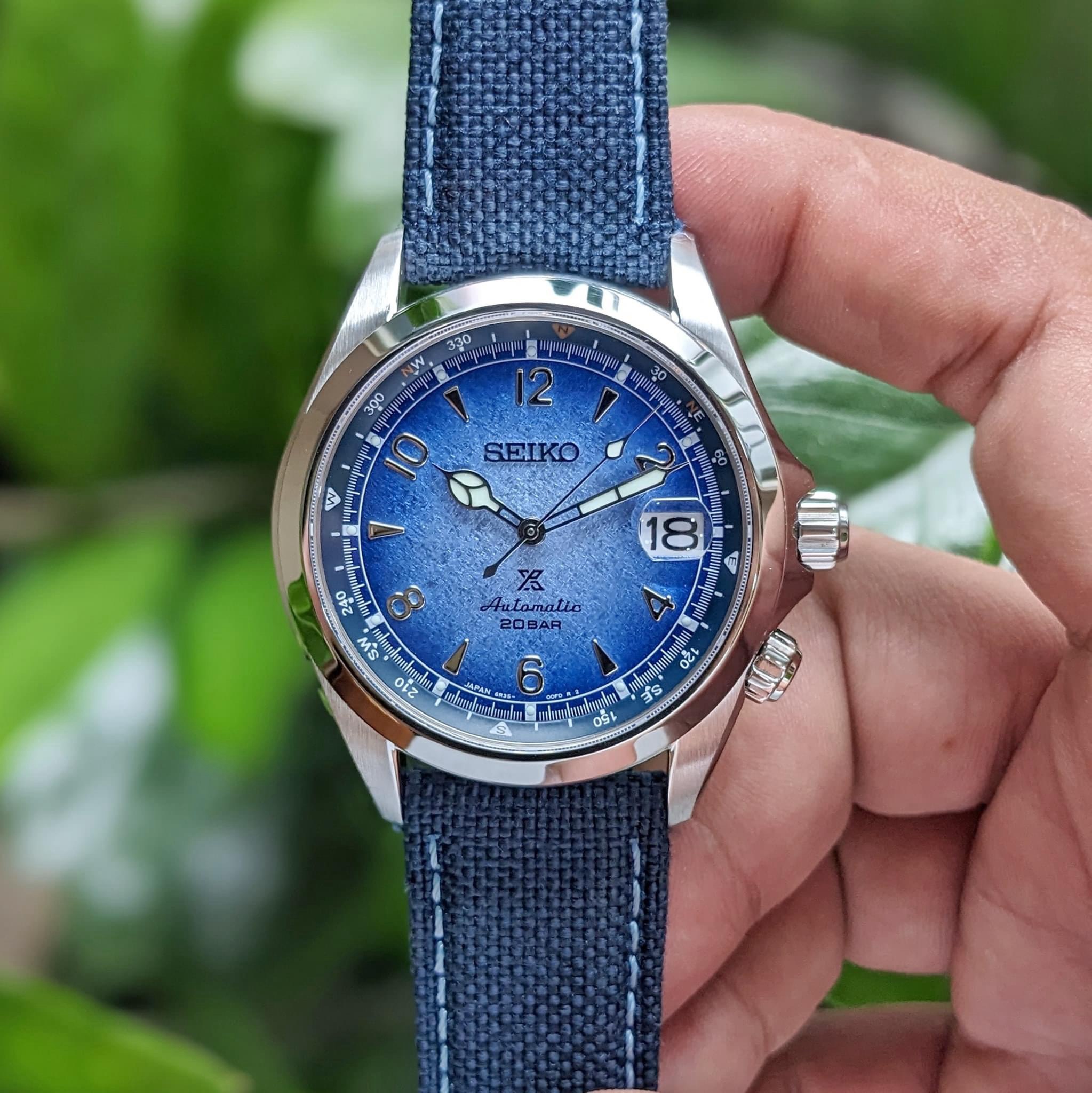 SEIKO 自動巻き時計 青色文字盤 日本製 SEIKO ダイヤマチック 青文字盤