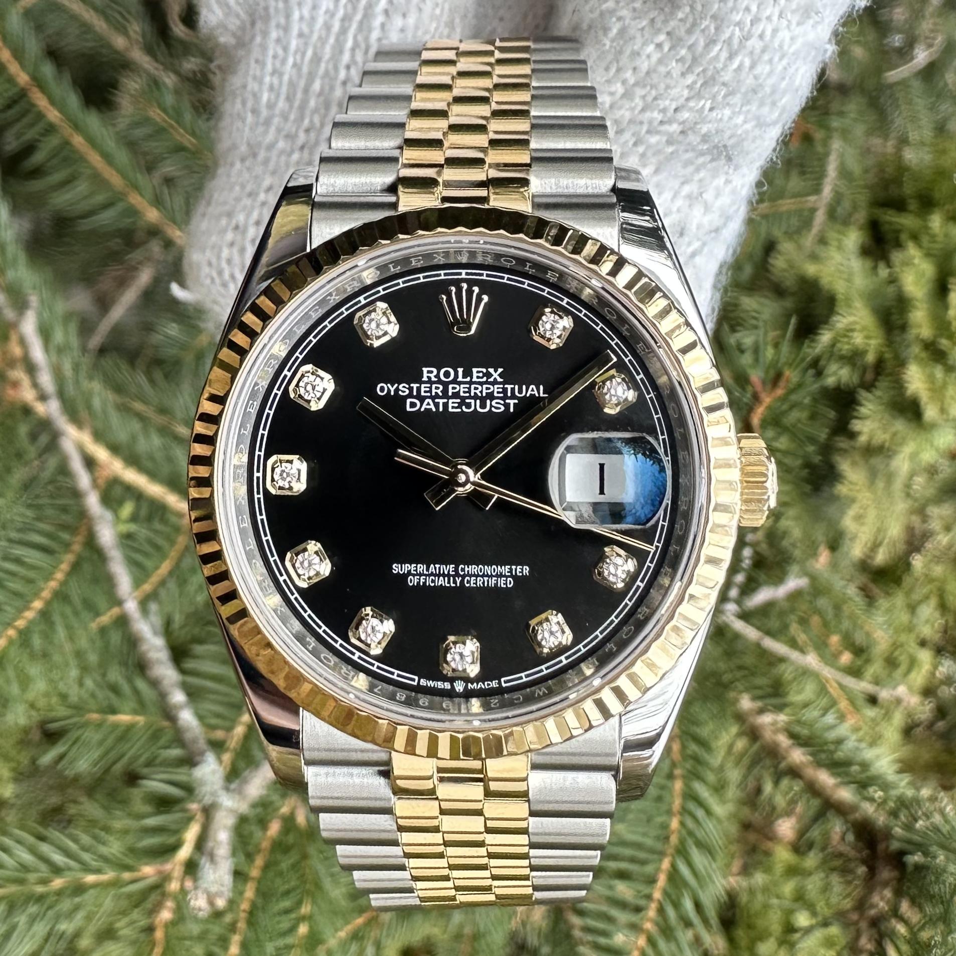 2021 Rolex 126233 DateJust 36 Black Diamond Two-Tone Fluted