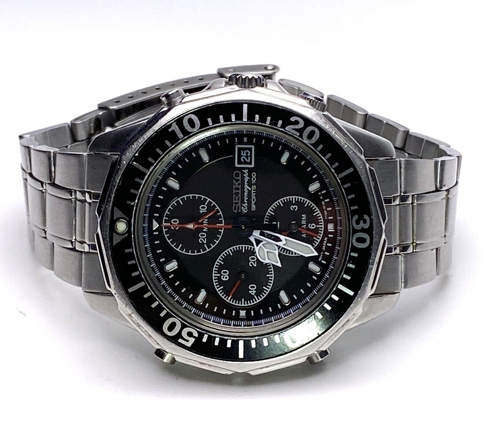 VINTAGE SEIKO 7T32-7D79 CHRONOGRAPH SPORTS 100 ALARM 10ATM MENS