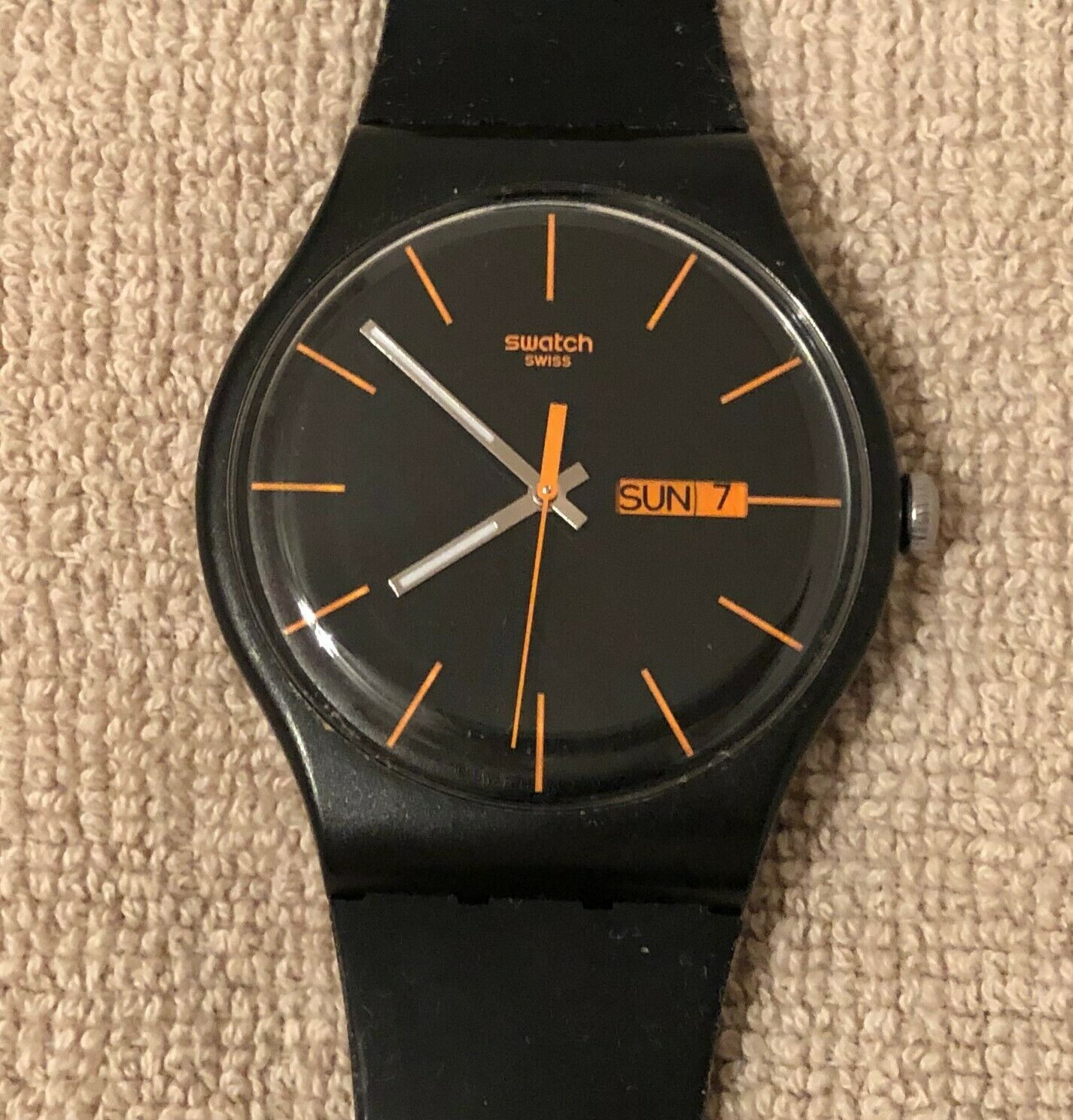 Men s Swatch Watch Dark Rebel Black Orange WatchCharts