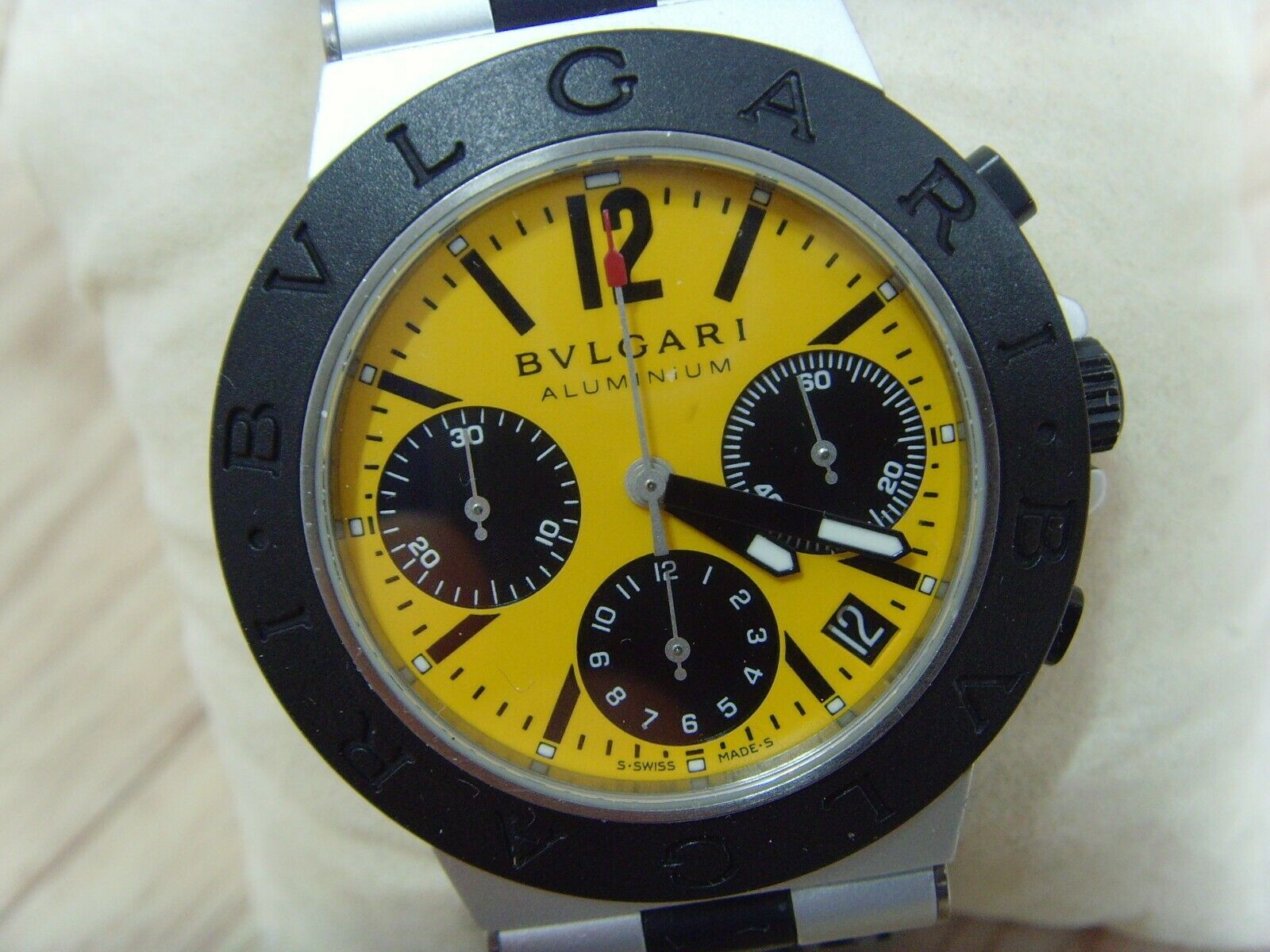 Bvlgari Aluminum AC38TA Automatic Chronograph Watch Rare Yellow Dial |  WatchCharts