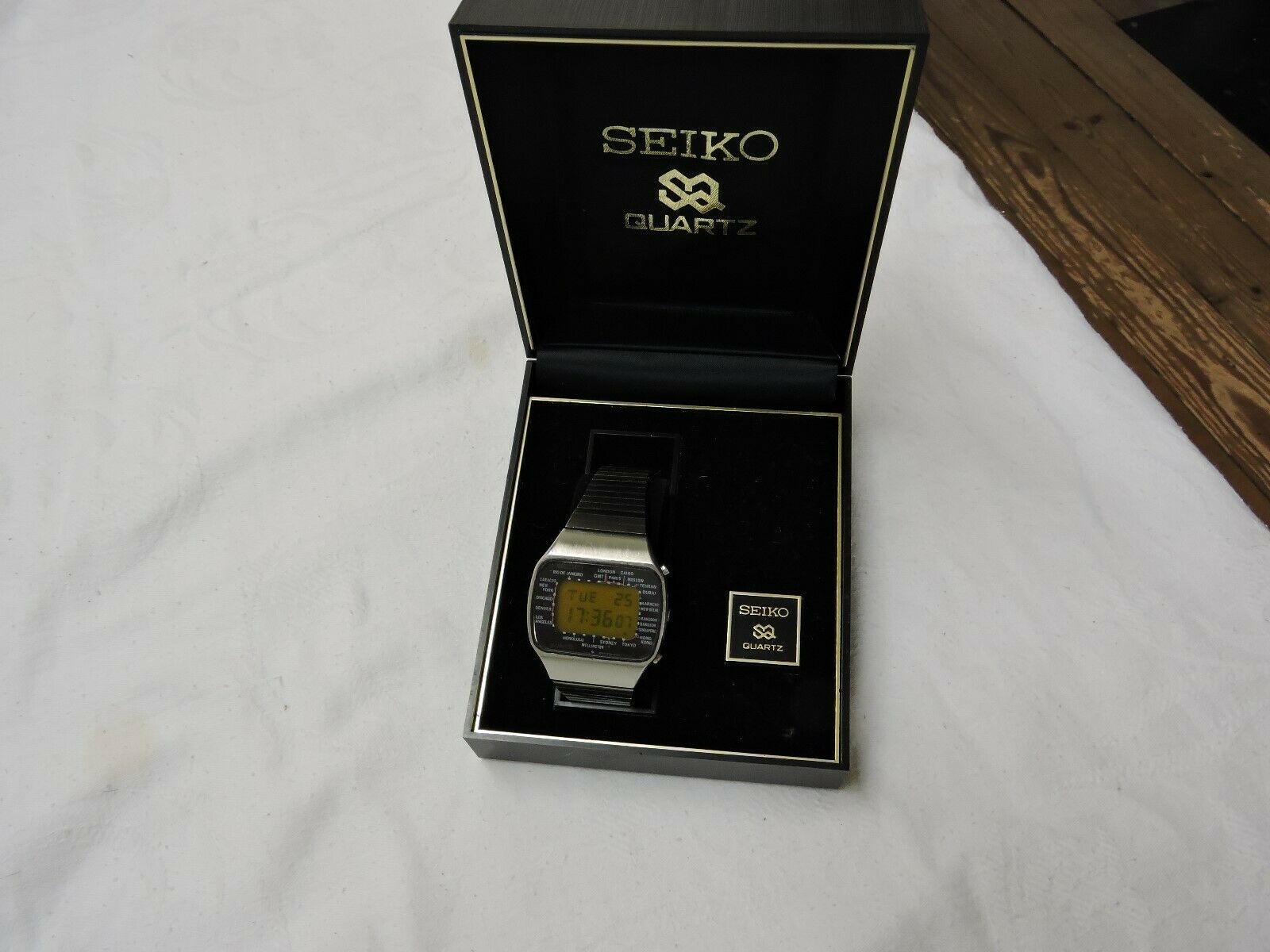 Seiko M158-5000 PAN AM Lcd Digital Watch / uhr mit box von 1977 