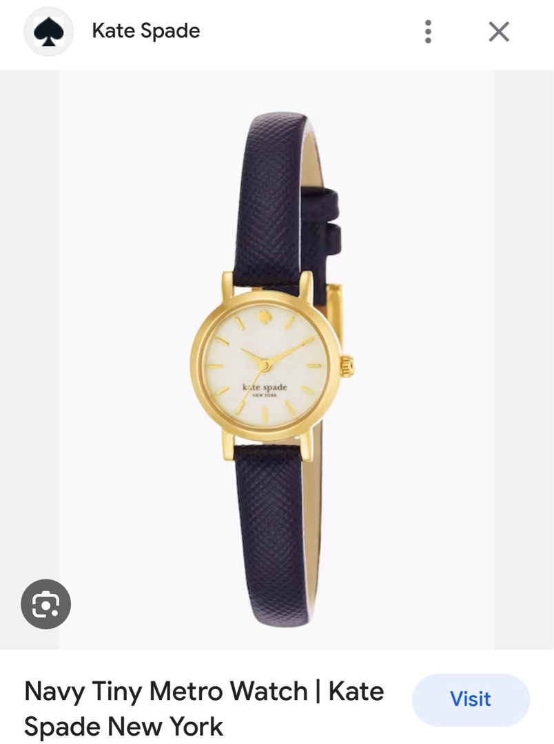 Kate Spade Tiny Metro Gold Frame Rim Watch with Black Leather