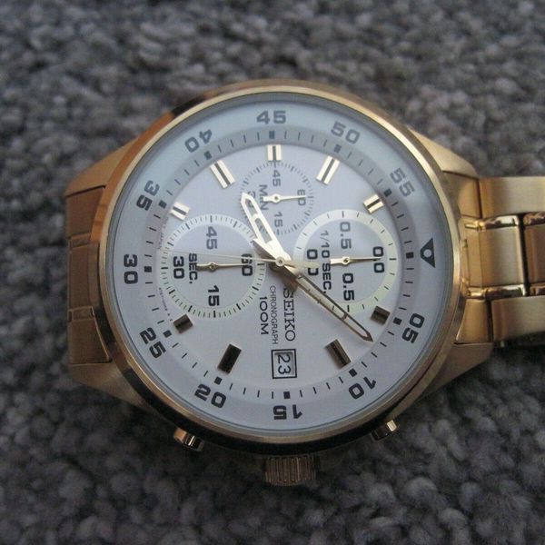 SEIKO 4T57-00J0 Chrono Gold Calendar Watch - 100m NEVER WORN | WatchCharts