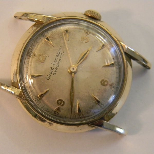 VINTAGE GIRARD PERREGAUX GYROMATIC 10K GOLD FILLED MENS WATCH PARTS